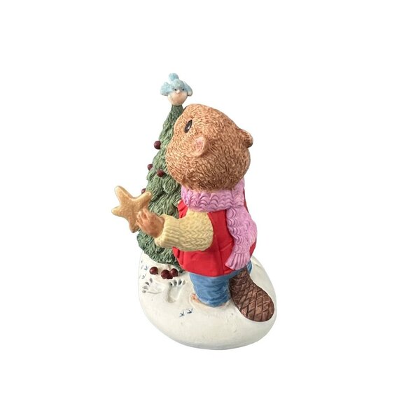 Hallmark Ornament Eager for Christmas Beaver 1994 Figurine Tree Scene Holiday De - Picture 2 of 6